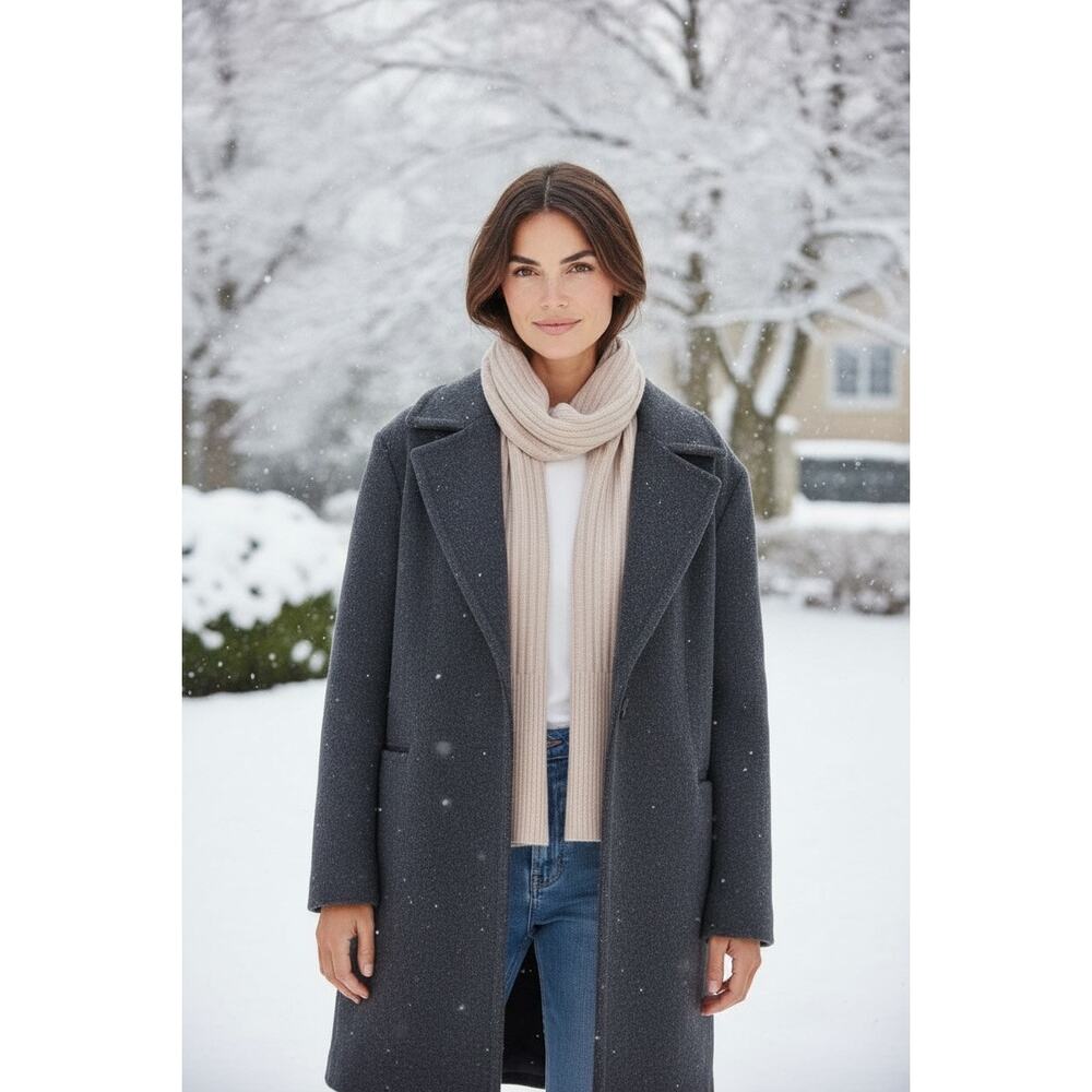 All‎ Saints Wool Blend Scarf Ribbed Knit Blush Pink New